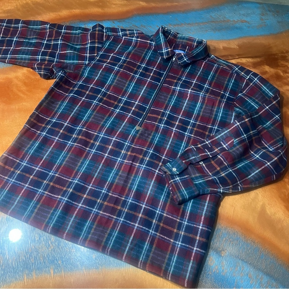 Vintage Pendleton wool plaid pullover 1/2 zip shirt jacket size XL made usa